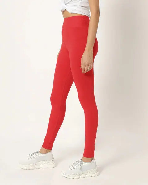 Adorna Women's Stretchable Leggings - Bloody Red