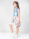 Naughty Ninos Girls Floral Print Denim Shirt Dress