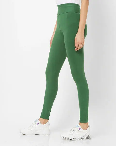 Adorna Women's Stretchable Leggings - Ever Green