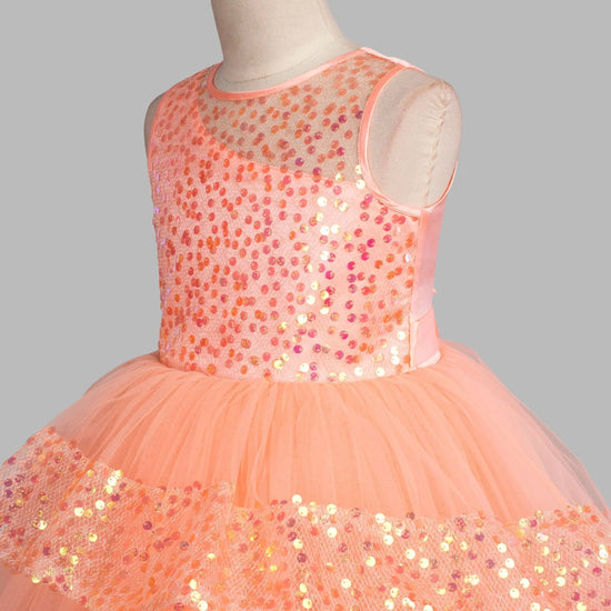 Toy Balloon Kids Beauty Peach Hi-Low girls party wear dress