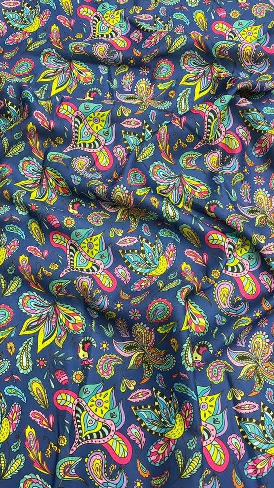 Poly Modal Satin Paisley Digital Printed Fabric