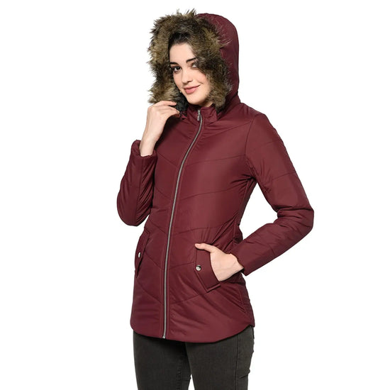 Women Solid Standard Maroon Full Sleeve Jacket