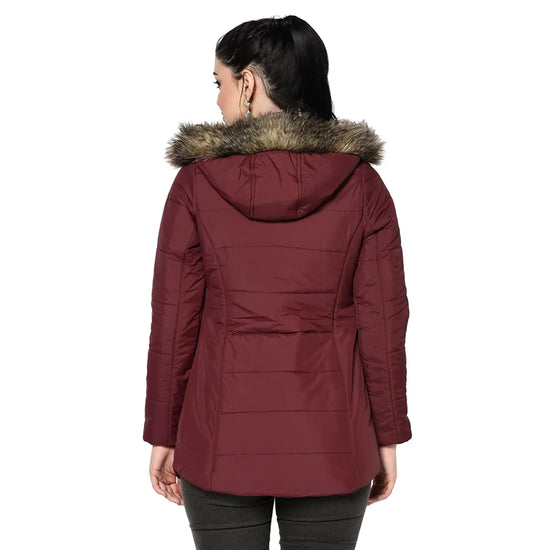 Women Solid Standard Maroon Full Sleeve Jacket