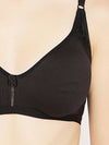 Clovia Non-Padded Non-Wired Full Cup T-shirt Bra in Black - Cotton & Lace