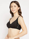 Clovia Non-Padded Non-Wired Full Cup T-shirt Bra in Black - Cotton & Lace