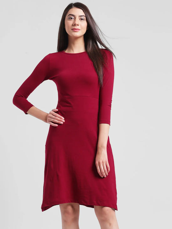 Rigo Maroon Aline Midi Dress