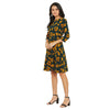 Adults-Women Green Floral Printed A-line Dress