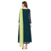 Adults-Women Dark Green Sun Emb. Dress With Attached Dupatta