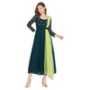 Adults-Women Dark Green Sun Emb. Dress With Attached Dupatta