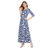 Adults-Women Blue & White Printed Maxi Dress