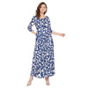 Adults-Women Blue & White Printed Maxi Dress