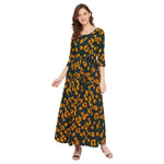 Adults-Women Dark Green Printed Maxi Dress