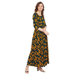 Adults-Women Dark Green Printed Maxi Dress