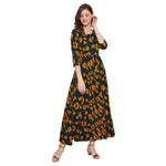 Adults-Women Dark Green Printed Maxi Dress