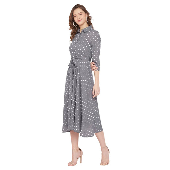 Adults-Women Grey A-Line Dress