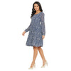 Adults-Women Blue Print Tiered A-Line Dress