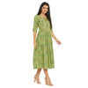 Adults-Women Green Printed Ethnic A-line Dress