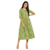 Adults-Women Green Printed Ethnic A-line Dress