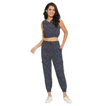 Women Printed Standard Navy Blue Jumpsuits & Sets