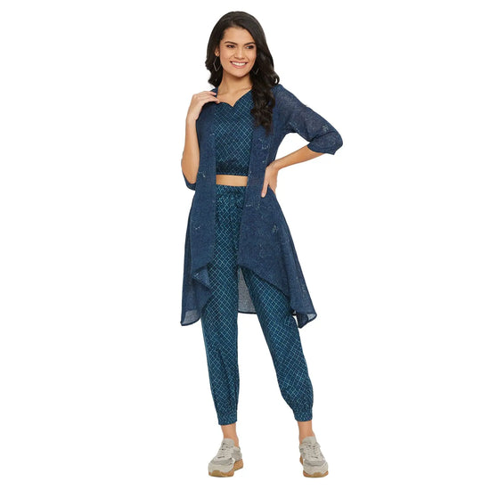 Women Printed Standard Navy Blue Jumpsuits & Sets