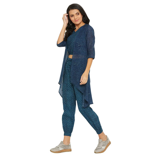 Women Printed Standard Navy Blue Jumpsuits & Sets