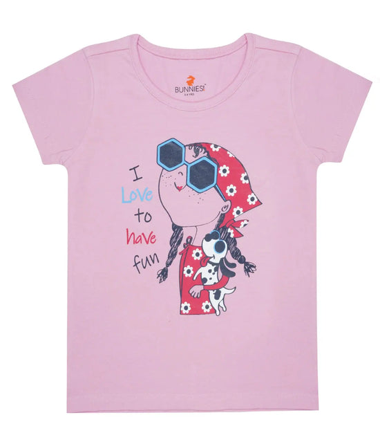 Girls Dusty Baby Pink Cotton T-shirt