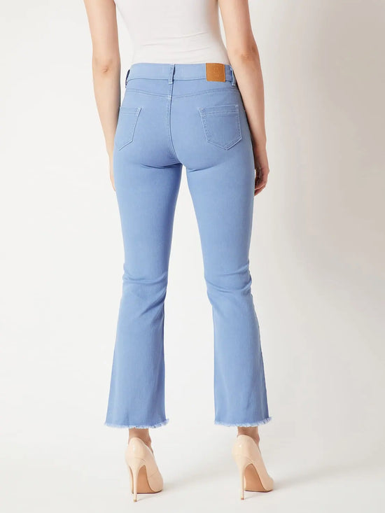 Cotton Reflect Glow Bootcut Denim Pants Light Blue