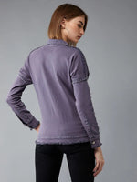 Women Solid Standard Lilac Jacket