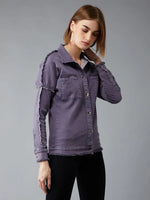 Women Solid Standard Lilac Jacket