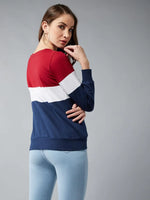 Contrast Colour Blocked Casual Sweatshirt