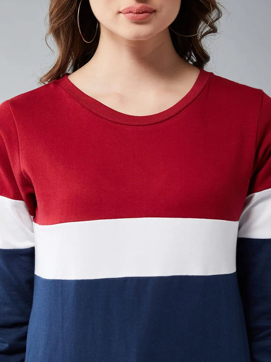 Contrast Colour Blocked Casual Sweatshirt