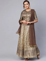 Juniper Brown Net Solid Dupatta