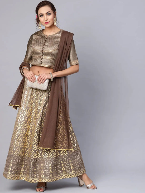 Juniper Brown Net Solid Dupatta