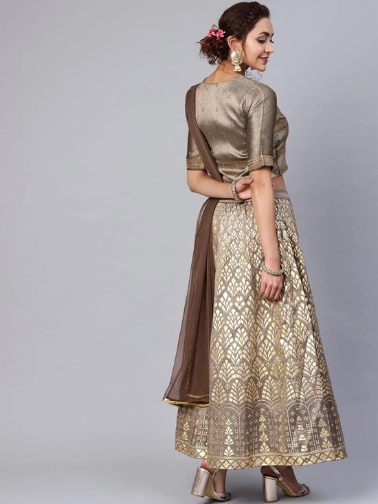 Juniper Brown Net Solid Dupatta