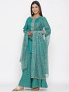 Juniper Green Net Polka Print Dupatta