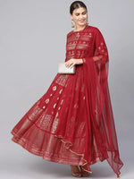 Juniper Maroon Net Solid Dupatta