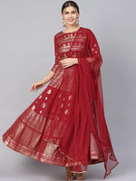 Juniper Maroon Net Solid Dupatta