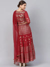 Juniper Maroon Net Solid Dupatta