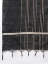 Juniper Black Chanderi Cotton Multi Stripes Dupatta