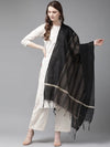 Juniper Black Chanderi Cotton Multi Stripes Dupatta