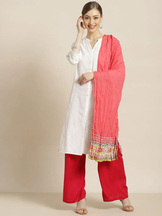 Juniper Red & Mustard Cotton Voile Dupatta