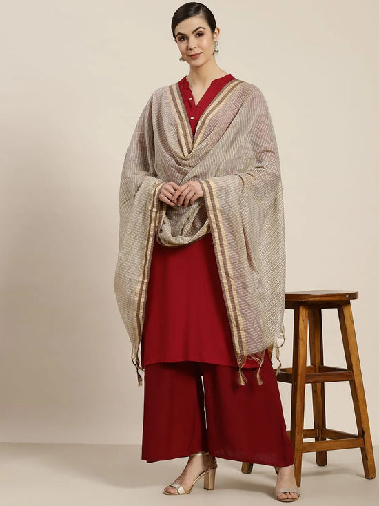 Juniper Brown Chanderi Woven Dupatta