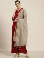 Juniper Brown Chanderi Woven Dupatta