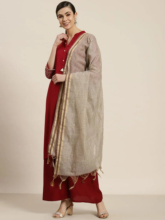 Juniper Brown Chanderi Woven Dupatta