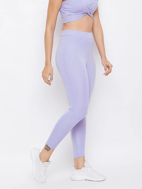 Clovia Snug Fit Active Ankle Length Tights in Lilac