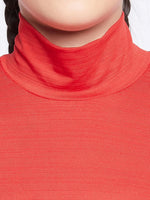 Clovia Comfort Fit Text Print Turtleneck Active Crop Top in Red