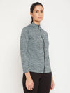 Women Solid Classic Grey High Neck Full Sleeve Jacket