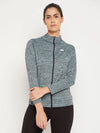 Women Solid Classic Grey High Neck Full Sleeve Jacket