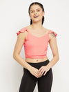 Clovia Comfort-Fit Active Crop Top in Soft Pink with Removable Pads