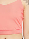 Clovia Comfort-Fit Active Crop Top in Soft Pink with Removable Pads